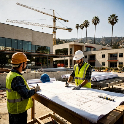 construction professionals reviewing project plans in Los Angeles California